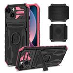 For iPhone 14 Kickstand Detachable Armband Phone Case (Pink)