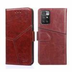 For Xiaomi Redmi 10 Geometric Stitching Horizontal Flip Leather Phone Case(Dark Brown)