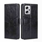 For Xiaomi Redmi Note 11T Pro 5G / Note 11T Pro+ 5G Geometric Stitching Horizontal Flip Leather Phone Case(Black)