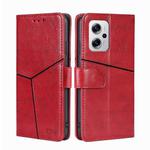 For Xiaomi Redmi Note 11T Pro 5G / Note 11T Pro+ 5G Geometric Stitching Horizontal Flip Leather Phone Case(Red)