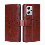 For Xiaomi Redmi Note 11T Pro 5G / Note 11T Pro+ 5G Geometric Stitching Horizontal Flip Leather Phone Case(Dark Brown)