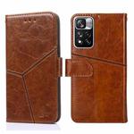 For Xiaomi Redmi Note11 Pro 5G / Note11 Pro+ 5G Geometric Stitching Horizontal Flip Leather Phone Case(Light Brown)