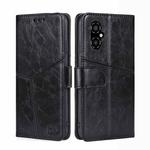 For Xiaomi Poco M4 5G Geometric Stitching Horizontal Flip Leather Phone Case(Black)