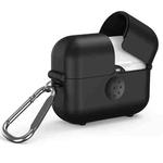For AirPods 1 / 2 Magic Box Wireless Earphone Protective Case with Hook(Black)