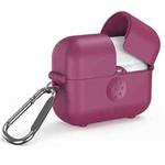 For AirPods 1 / 2 Magic Box Wireless Earphone Protective Case with Hook(Wine Red)