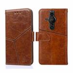 For Sony Xperia Pro-I Geometric Stitching Horizontal Flip Leather Phone Case(Light Brown)
