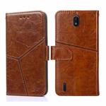 For Nokia C01 Plus / C1 2nd Edition Geometric Stitching Horizontal Flip Leather Phone Case(Light Brown)