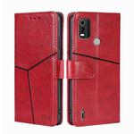 For Nokia C21 Plus Geometric Stitching Horizontal Flip Leather Phone Case(Red)