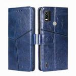 For Nokia C21 Plus Geometric Stitching Horizontal Flip Leather Phone Case(Blue)