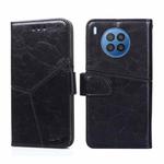 For Huawei nova 8i Geometric Stitching Horizontal Flip Leather Phone Case(Black)
