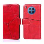 For Huawei nova 8i Geometric Stitching Horizontal Flip Leather Phone Case(Red)