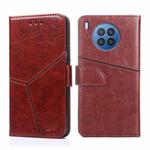 For Huawei nova 8i Geometric Stitching Horizontal Flip Leather Phone Case(Dark Brown)