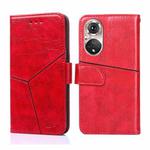 For Honor 50 Pro Geometric Stitching Horizontal Flip Leather Phone Case(Red)