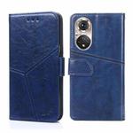 For Honor 50 Pro Geometric Stitching Horizontal Flip Leather Phone Case(Blue)