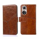 For Honor 50 Pro Geometric Stitching Horizontal Flip Leather Phone Case(Light Brown)