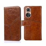 For Honor 50 Geometric Stitching Horizontal Flip Leather Phone Case(Light Brown)