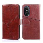For Honor 50 SE Geometric Stitching Horizontal Flip Leather Phone Case(Dark Brown)