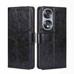 For Honor 70 Geometric Stitching Horizontal Flip Leather Phone Case(Black)