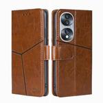 For Honor 70 Geometric Stitching Horizontal Flip Leather Phone Case(Light Brown)