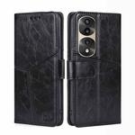 For Honor 70 Pro / 70 Pro+ Geometric Stitching Horizontal Flip Leather Phone Case(Black)