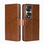 For Honor 70 Pro / 70 Pro+ Geometric Stitching Horizontal Flip Leather Phone Case(Light Brown)