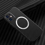 For iPhone 11 Carbon Fiber Texture MagSafe Magnetic Phone Case (Black)