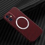 For iPhone 11 Carbon Fiber Texture MagSafe Magnetic Phone Case (Red)