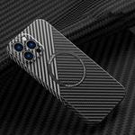 For iPhone 11 Pro Carbon Fiber Texture MagSafe Magnetic Phone Case (Black Silver)