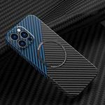 For iPhone 11 Pro Max Carbon Fiber Texture MagSafe Magnetic Phone Case (Black Blue)