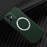 For iPhone 12 Carbon Fiber Texture MagSafe Magnetic Phone Case(Green)