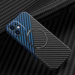 For iPhone 12 Carbon Fiber Texture MagSafe Magnetic Phone Case(Black Blue)