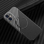 For iPhone 12 Carbon Fiber Texture MagSafe Magnetic Phone Case(Black Silver)