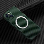 For iPhone 13 Carbon Fiber Texture MagSafe Magnetic Phone Case(Green)