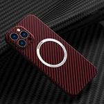 For iPhone 13 Pro Max Carbon Fiber Texture MagSafe Magnetic Phone Case (Red)