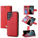 For Samsung Galaxy S22 Ultra 5G Litchi Texture Magnetic Detachable Wallet Leather Phone Case(Red)