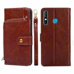 For Infinix Hot 8/Hot 8 Lite/X650/X650B/Tecon Camon 12 Zipper Bag Leather Phone Case(Brown)