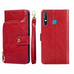 For Infinix Hot 8/Hot 8 Lite/X650/X650B/Tecon Camon 12 Zipper Bag Leather Phone Case(Red)