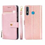 For Infinix Hot 8/Hot 8 Lite/X650/X650B/Tecon Camon 12 Zipper Bag Leather Phone Case(Rose Gold)