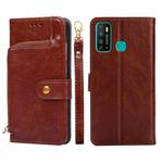 For Infinix Hot 9/Note 7 Lite/X655C Zipper Bag Leather Phone Case(Brown)
