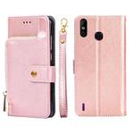 For Infinix Smart 4/X653 Zipper Bag Leather Phone Case(Rose Gold)