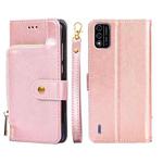 For Itel A48 Zipper Bag Leather Phone Case(Rose Gold)
