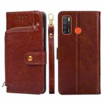 For Tecno Camon 15/CD7/Camon 15 Air/Spark 5/Spark 5 Pro Zipper Bag Leather Phone Case(Brown)