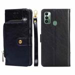 For Tecno Spark 7 Zipper Bag Leather Phone Case(Black)