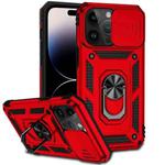 For iPhone 14 Pro Max Sliding Camshield Holder Phone Case (Red)