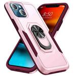For iPhone 14 Ring Kickstand Heavy Duty Shockproof Phone Case (Pink)