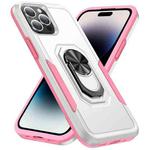 For iPhone 14 Pro Ring Kickstand Heavy Duty Shockproof Phone Case(White)