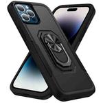 For iPhone 14 Pro Max Ring Kickstand Heavy Duty Shockproof Phone Case (Black)