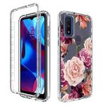 For Motorola G Pure 2021 Transparent Painted Phone Case(Purple Floral)