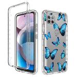 For Motorola One 5G Ace Transparent Painted Phone Case(Blue Butterflies)