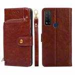For TCL 20 R 5G/TCL Bremen/TCL 20 AX 5G Zipper Bag Leather Phone Case(Brown)